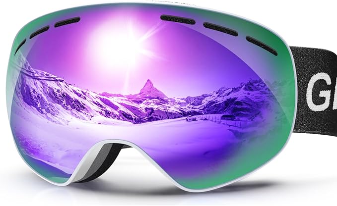 GlaRid OTG Ski Goggles PRO, Frameless 100% UV Protection Anti Fog Ski Goggles Men, Snowboard Goggles Men/Women/Adult/Youth