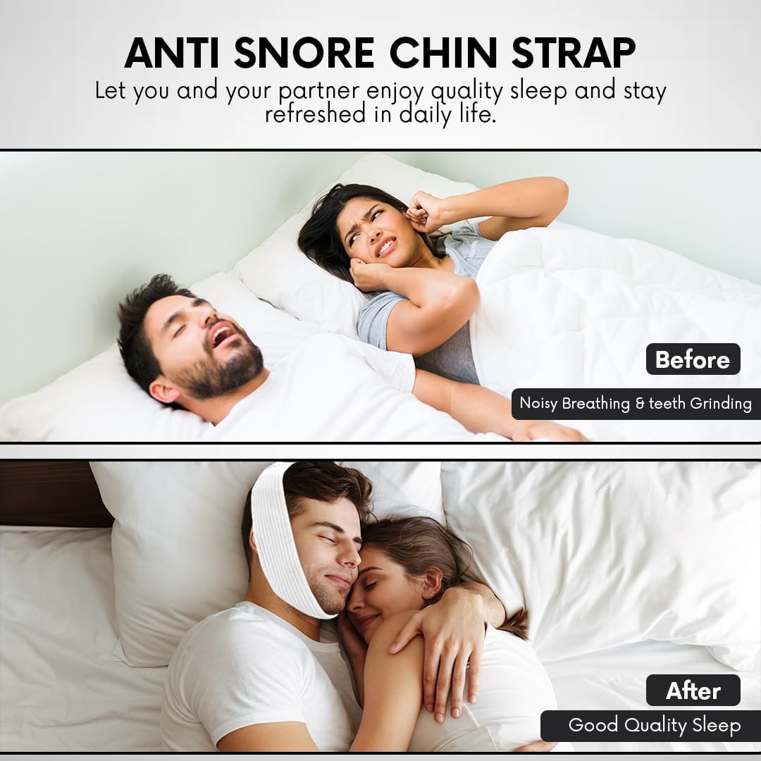 Bistras Super Deluxe White Chin Strap for Cpap Users - Anti Dry Mouth- Anti Snore Chin Strap Great Sleeping Solution for Men and Women to Keep Mouth Closed While Sleeping (1 pk)