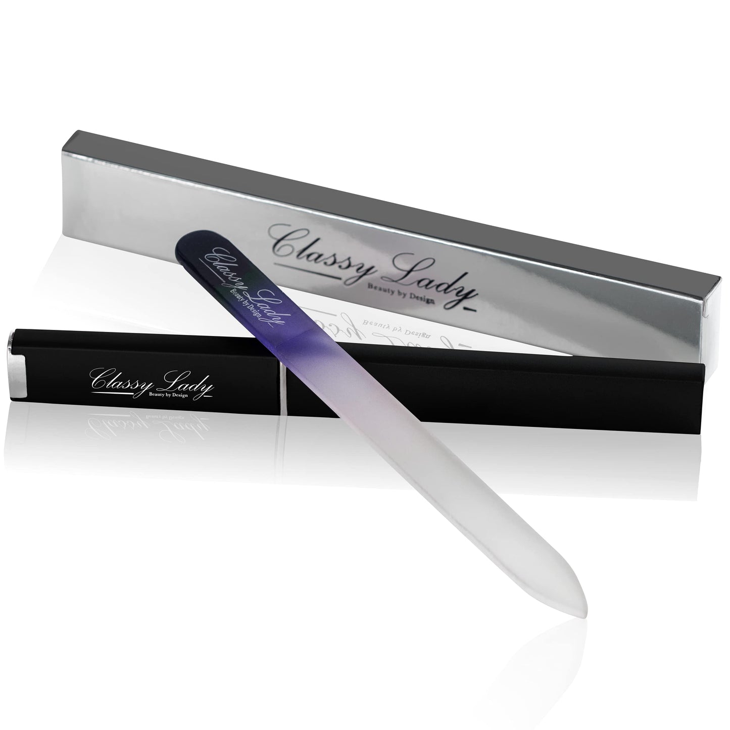 ClassyLady Glass Nail Files Crystal Nail File for Natural Nails Filing Board for Professional Fingernail Care w Case