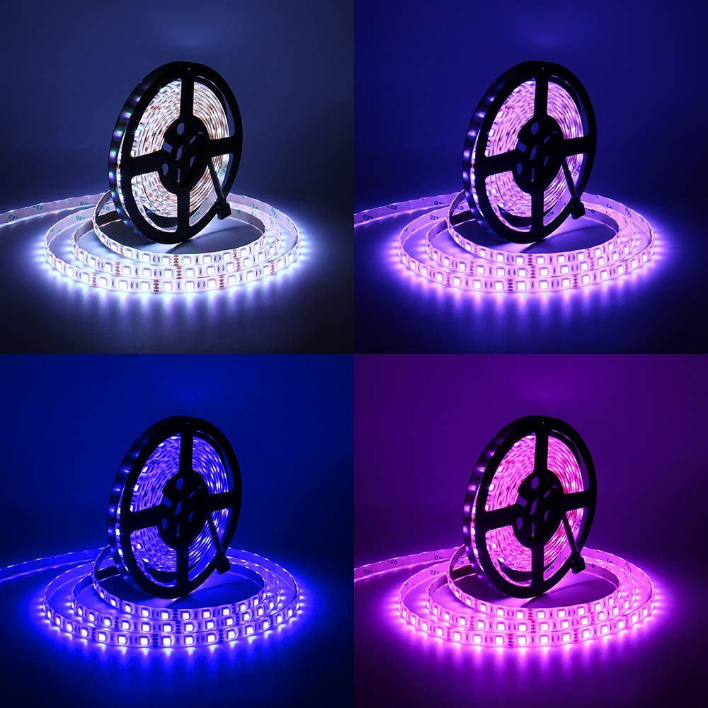 Supernight Led Strip Lights 16.4Ft Smd 5050 Waterproof 300Leds Rgb Flexible Led Light Strip Rope + 44Key Ir Remote Controller For Bedroom Tv Backlight Christmas (Not Include Power Adapter)