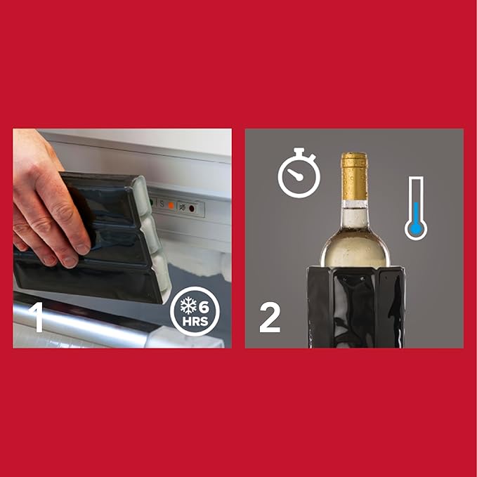 Vacu Vin Active Cooler Mini - Black - Wine & Drinks Cooling Sleeve (0,3-0,5 l) - Rapidly Chills and Maintains Cold Temperatures - Versatile for Beer, Wine and More