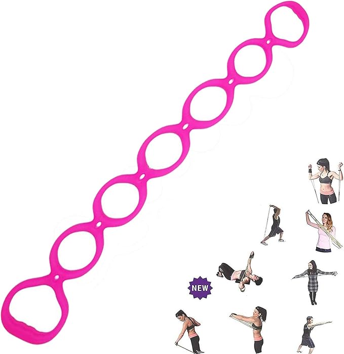 7 Ring Stretch Resistance Exercise Band, Miracle Miles Band, Yoga Stretching, Arm, Shoulders Foot, Leg Fitness Home Gym Ph...