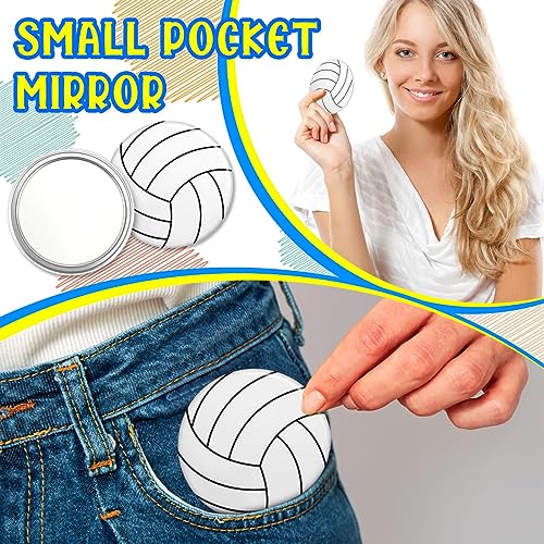 Taiyin 18 Pcs Volleyball Gifts for Team Bulk Valentines Volleyball Compact Mirror Round Sport Makeup Pocket Mirror 2.76 In...