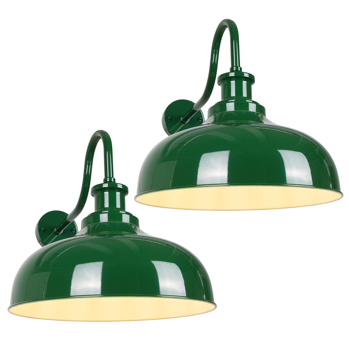 Diyel Outdoor Barn Lights  14 Inch Dome Rustic Outdoor Wall Sconces  Farmhouse Exterior Wall Mount Lighting Fixture  Industrial Green Wall Lantern For Porch  Entryway  Garage  Rz007M-2 Gr+Wh