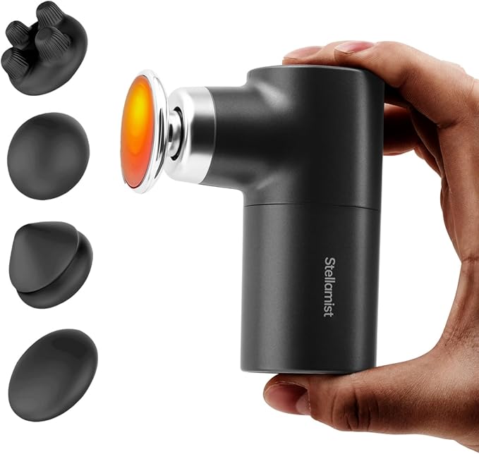 Stellamist Mini Thermal Massage Gun with Heat, Portable Hand Held Massager Gun with Heat, Portable Percussion Muscle Massa...