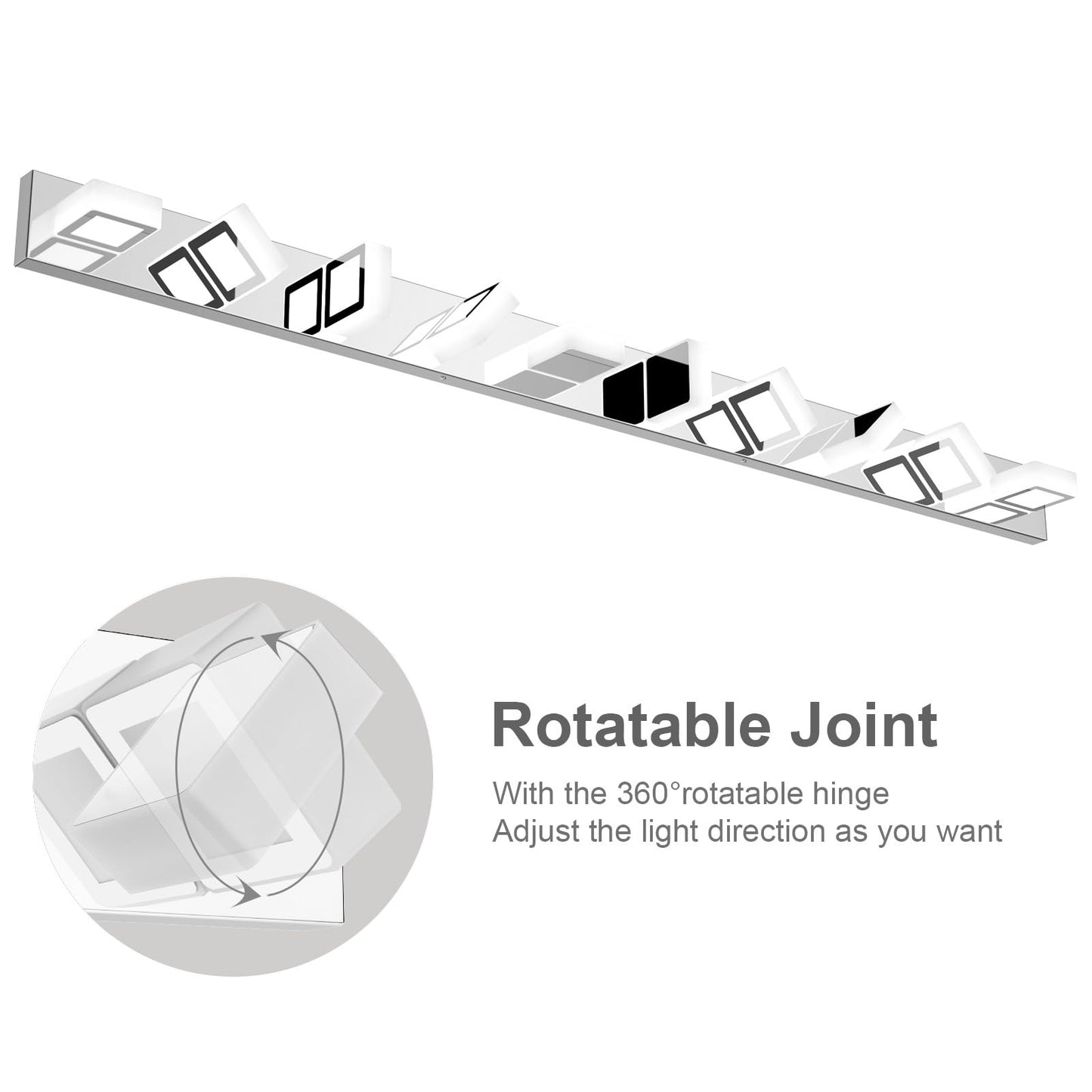 Ralbay Chrome Bathroom Vanity Light, 66 inch, Stainless Steel, Acrylic, LED, Model 8590, White Light