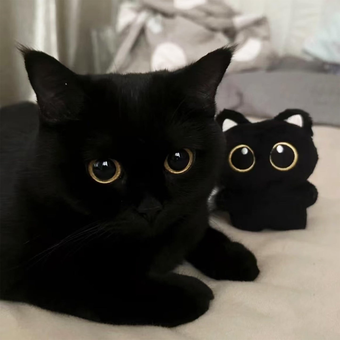Fuerxy Black Cat Bag Charm, Cute Cat Plush Keychain, Black Cat Gifts for Handbags Backpacks Purse Keychain Accessories Charm Cat Lover Gifts