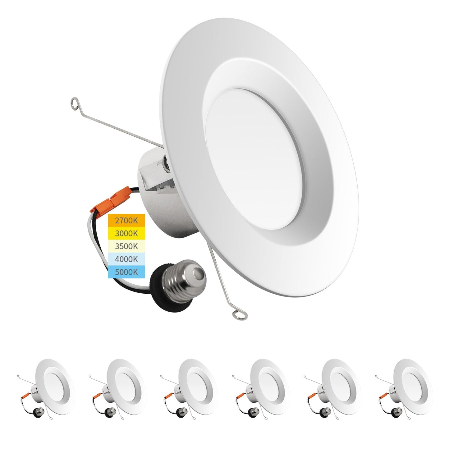Mw 6 Pack Led Recessed Lighting 6 Inch Retrofit 14W=90W  1100Lm  5Cct  2700K-5000K  6 Led Can Light Retrofit Smooth Trim  Ic & Wet Rated  Etl & Fcc  California Ja8 Certified