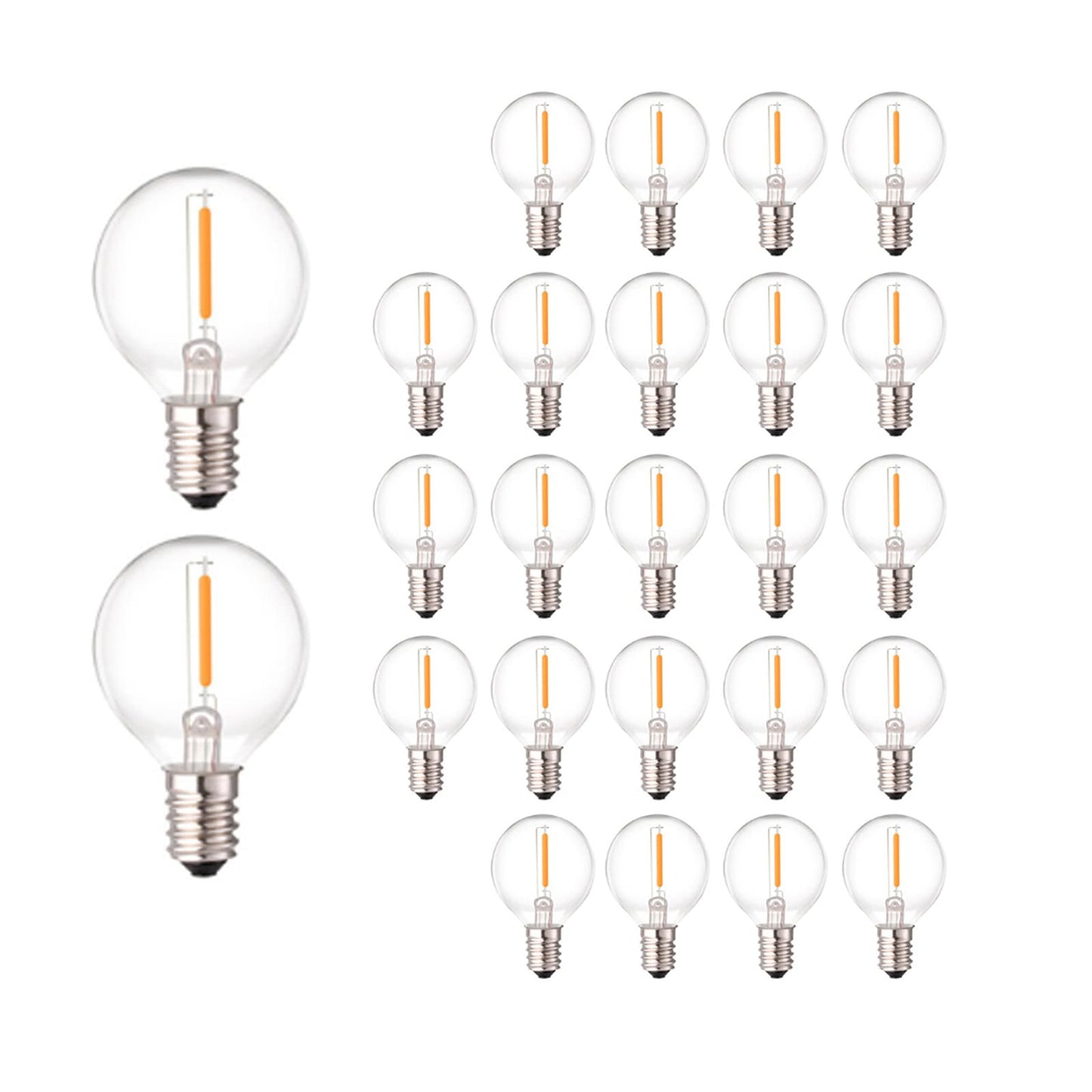 CHYParty G40 LED Globe Bulbs, Dimmable E12 Candelabra Base, Shatterproof, Warm White, 25 Pack