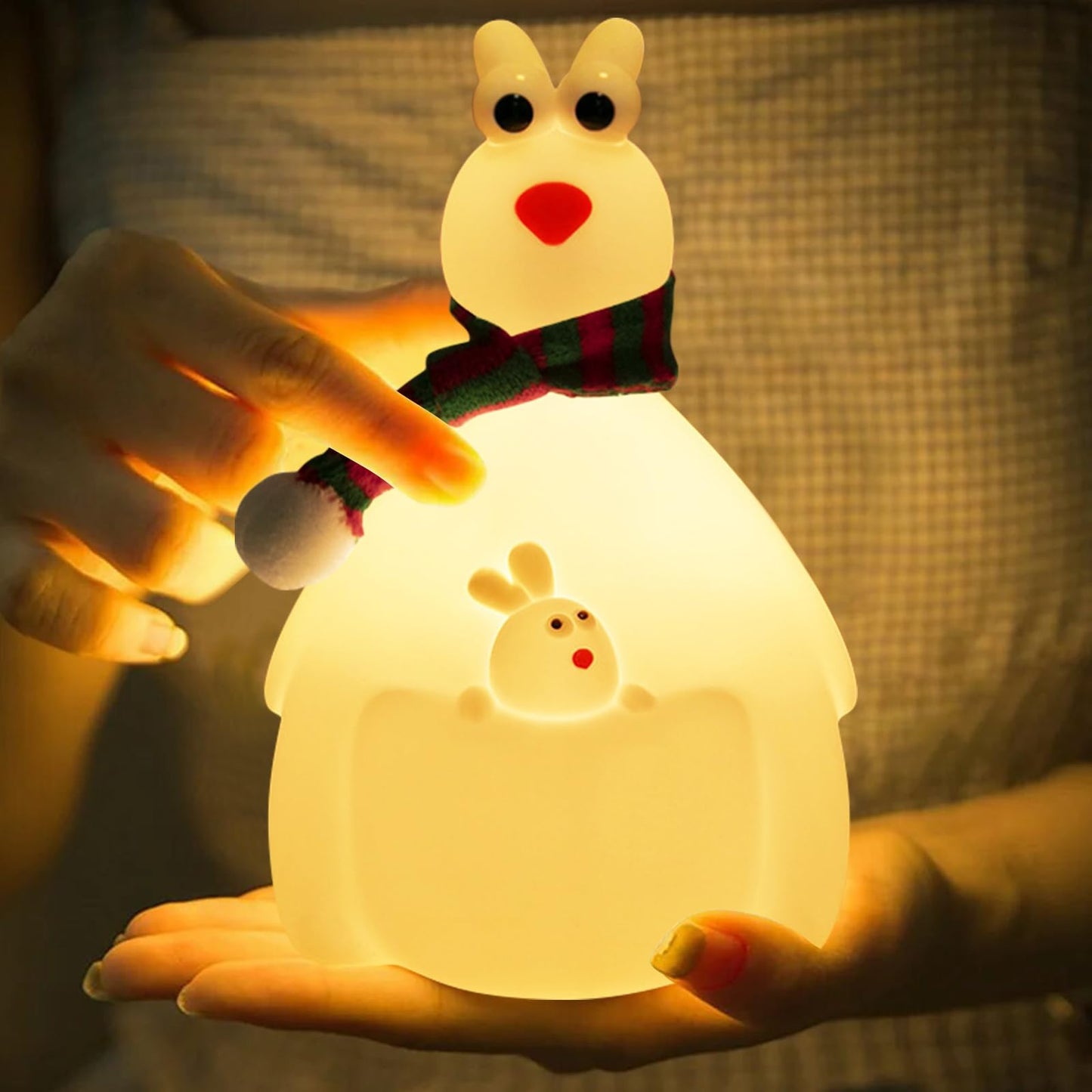 Hpydiy Cute Kangaroo Night Light Christmas Decorations For Kids Room Silicone Night Light ChildrenS Night Lamp Touch Adjustable Rechargeable Classroom Decor And Ideal For Gifts