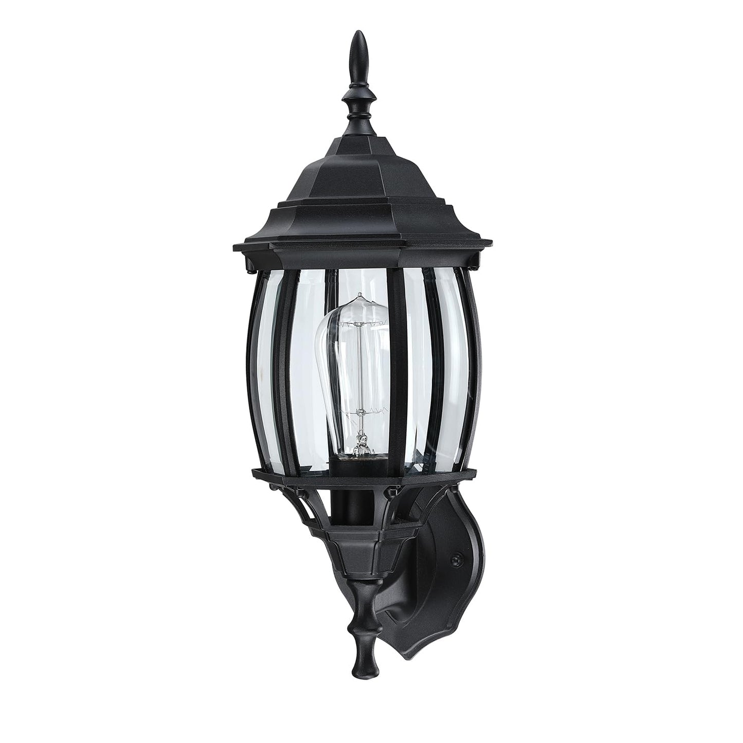 Faymart Lighting 16.8 Inch Outdoor Porch Light - Black Outside Light For House  Metal And Glass Exterior Wall Sconce  Waterproof Wall Mount Outdoor Lantern For Garage Front Door Balcony E26 Base