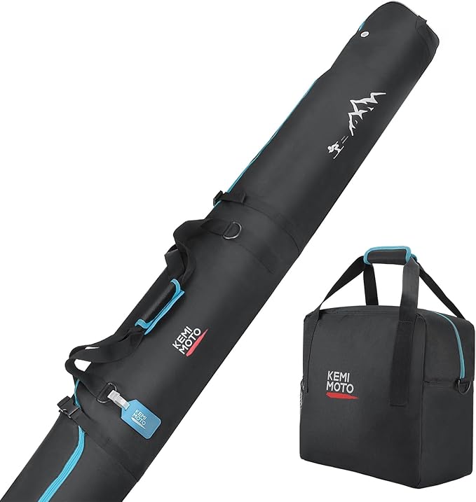 KEMIMOTO Ski Bag and Boot Bag Combo, Snowboard Bag Padded Ski Bags for Air Travel, Snow Ski Bags Fit Skis Up to 200cm, Ski...
