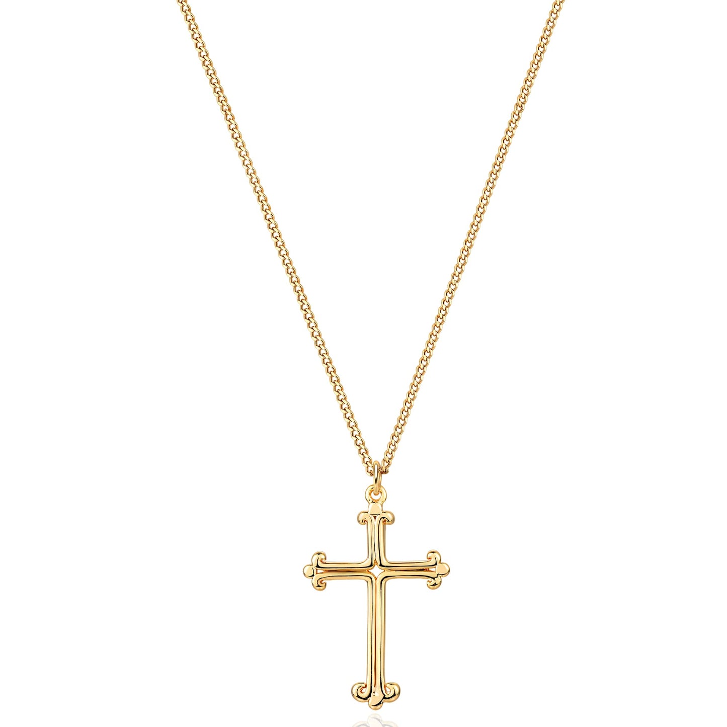 14K Gold Plated Cross Necklace, Cross Faith Lace Pendant Dainty Chain Simple Tiny Jewelry Gift for Women