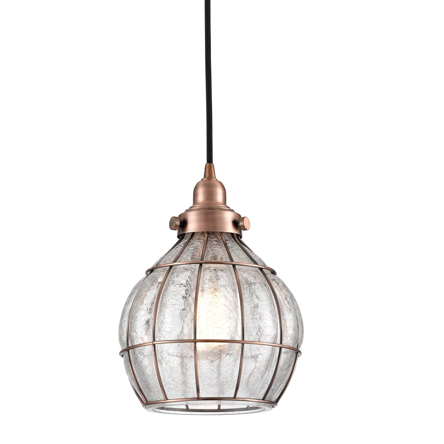 Yubole Vintage Pendant Light Fixture - Rustic Copper -  ed Glass Shade - Model Tb2020Du - Ideal For Kitchen Island, Antique Red Finish
