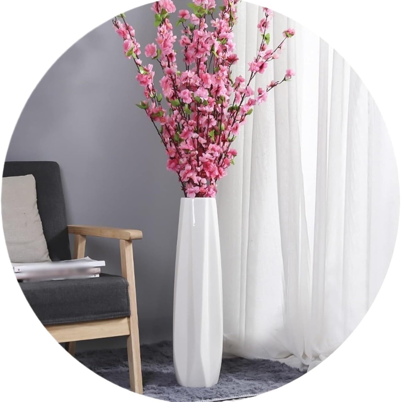 UHRLGHS Floor vase Ceramic Vase,Decorative Large,Floor, Large Floor Vase,White Ceramic Vase,Handcrafted,Sophisticated Vessel for Decorative Branches and Dried Flowers(White 45cm)