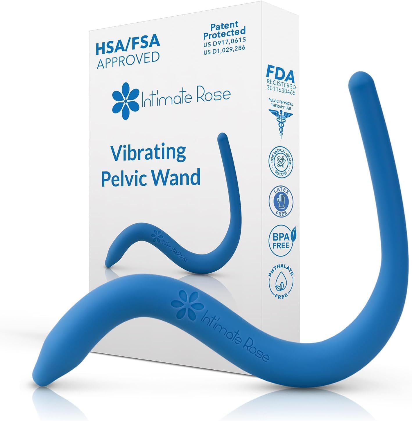 IntimateRose Vibrating Pelvic Wand for Pelvic Muscle Pain Relief - Pelvic Physical Therapy Vibration - BPA-Free, Latex-Free, for Men & Women (Vibration)