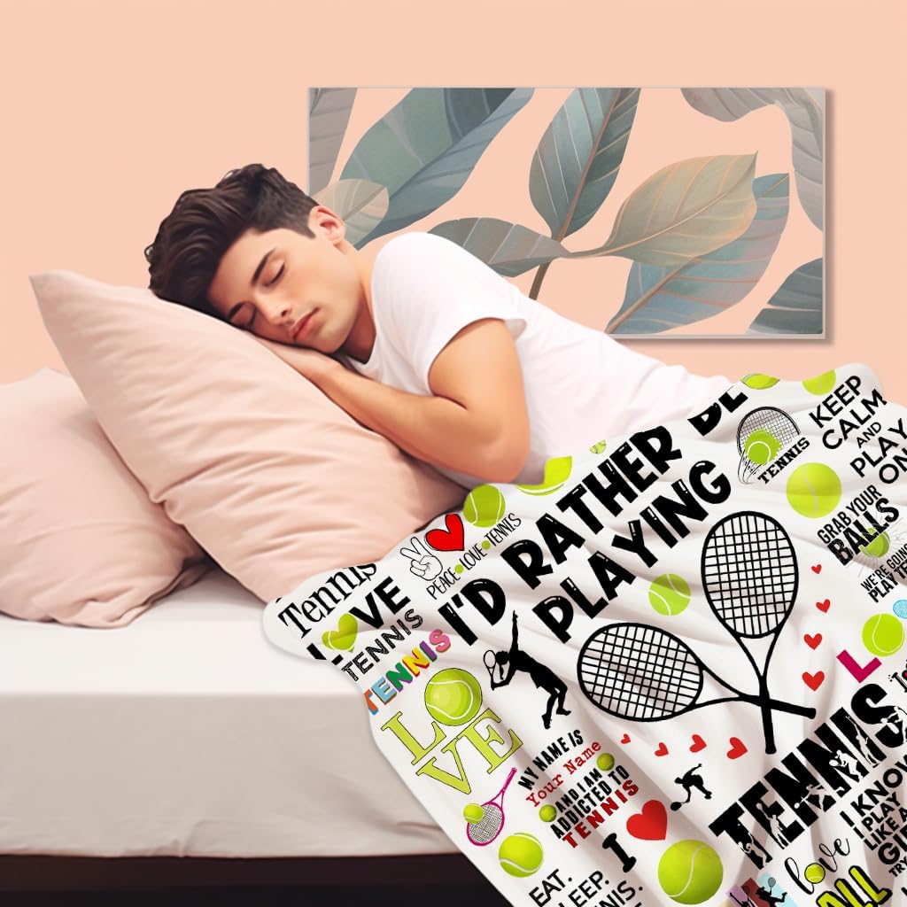 Tennis Blanket Soft Cozy Flannel Throw Blankets Bedding Tennis Lovers Merch Gifts for Boys Girls Women Adults Gifts 60"X50"