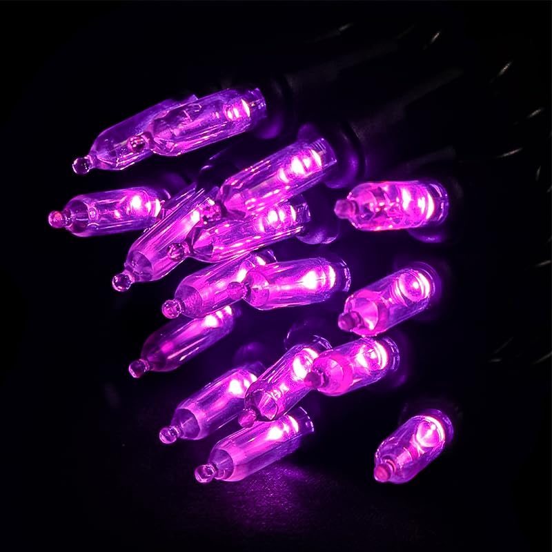MULTI-SPARKING Purple LED Halloween String Lights - 35 Count, 11ft Black Wire, UL Certified