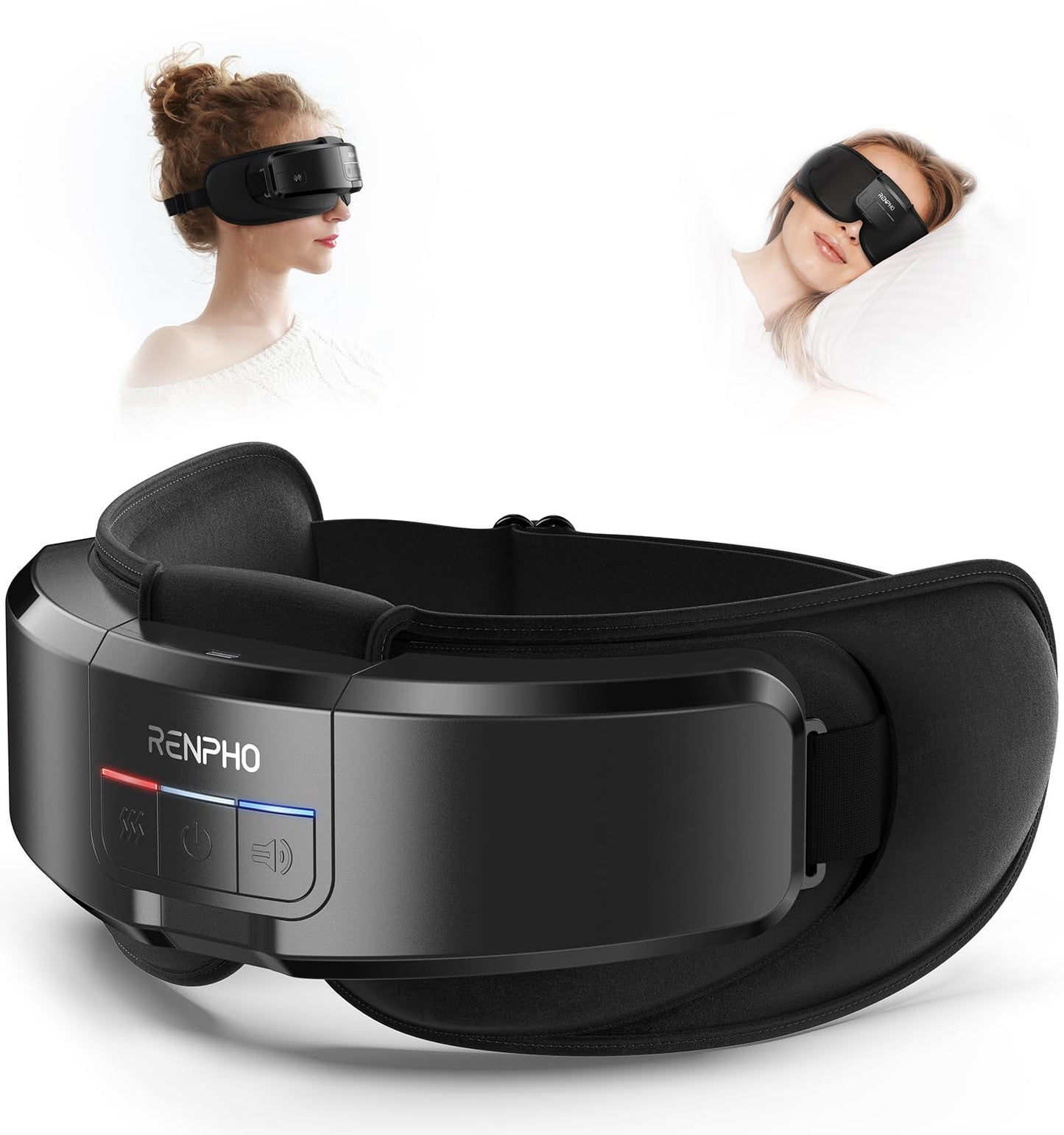 RENPHO Eyeris Shift Eye Massager for Migraines, Heated Eye Massager & Sleep Mask for Relaxation, Birthday Gifts for Women/Men/Mom/Dad, Music Temple Fack Mask Massager, Improve Sleep