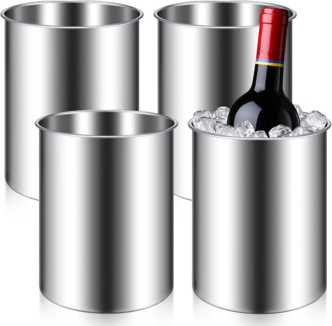 4 Pcs Stainless Steel Wine Ice Bucket, Wine Bottle Cooler, Insulated Champagne Ice Bucket, Keeps Cold for Hours, Fits Most...