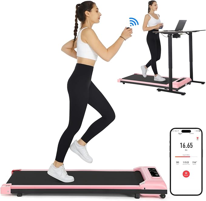 ANCHEER Walking Pads, 2 in 1 Under Desk Treadmill 2.5HP Compact Running Machine with Remote Control, 300lbs Weight Capacit...