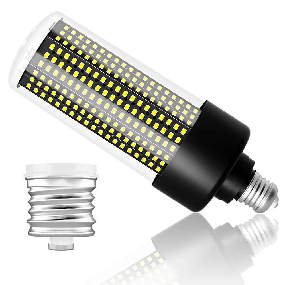 800W Equivalent E26 Led Corn Light Bulb 500Leds 12350Lumen 6000K Daylight Super Bright E39 Mogul Base Lamp Bulbs 100-277V Outdoor Indoor Garage Warehouse Factory Large Area Commercial Lighting