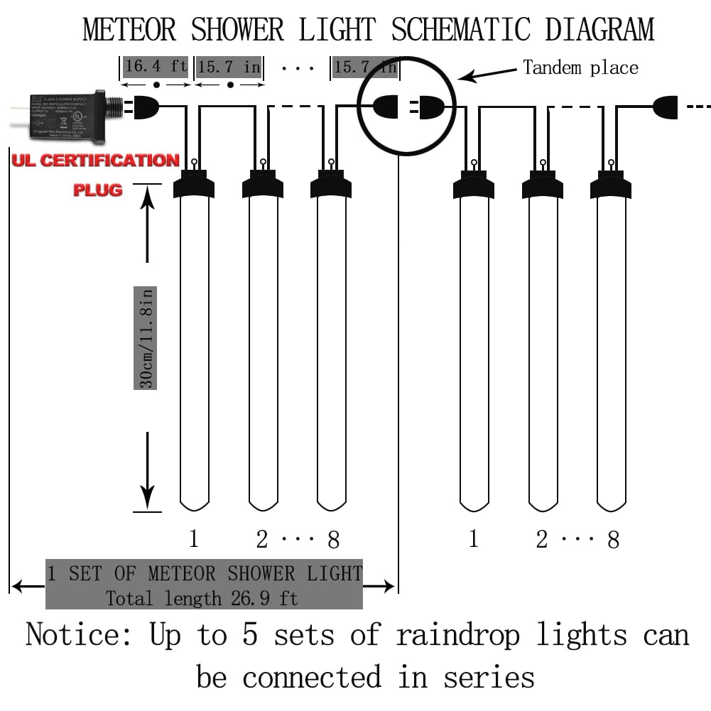 Aukora Led Meteor Shower Lights, 11.8In Purple Rain Drop Lights, 144 Leds For Xmas Party, Holiday, Garden Decoration