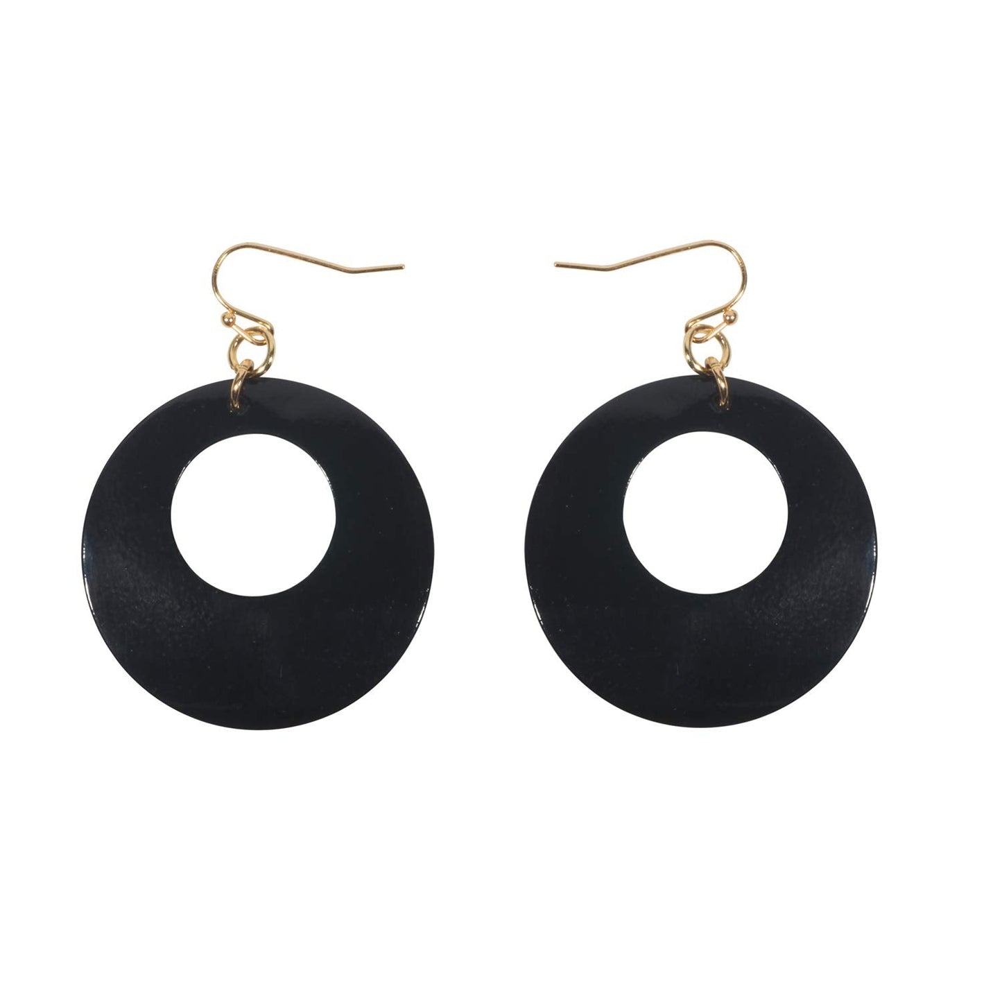 Coiris Multi Strand Statement Colorful Beaded Necklace with Big Circle Shell Pendant for Women (N0055-Black)