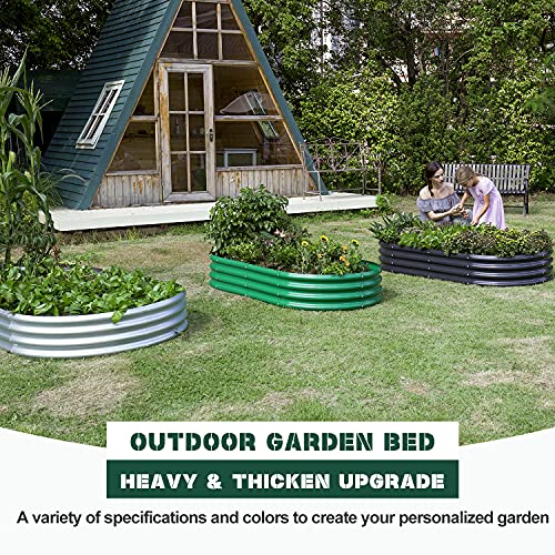 Land Guard Galvanized Raised Garden Bed Kit, Galvanized Planter Garden Boxes Outdoor, Oval Large Metal Raised Garden Beds ...