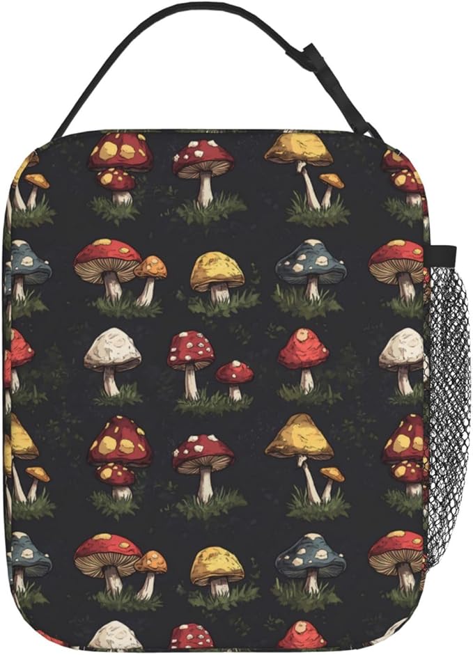 Mushroom Lunch Box Insulated Lunch Bag for kids Girls Boys,Reusable Lunch Box Containers for Women Men,Durable Cooler Tote Bag Lunchbox for Office/School/Picnic