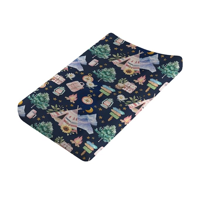 Outdoor Camping Baby Changing Pad Covers for Boy Girl 32''x16'' Summer Campsite Fitted Diaper Change Table Sheets Love Camp Camping Adventure Soft Nursery Baby Changing Pad Table Mats