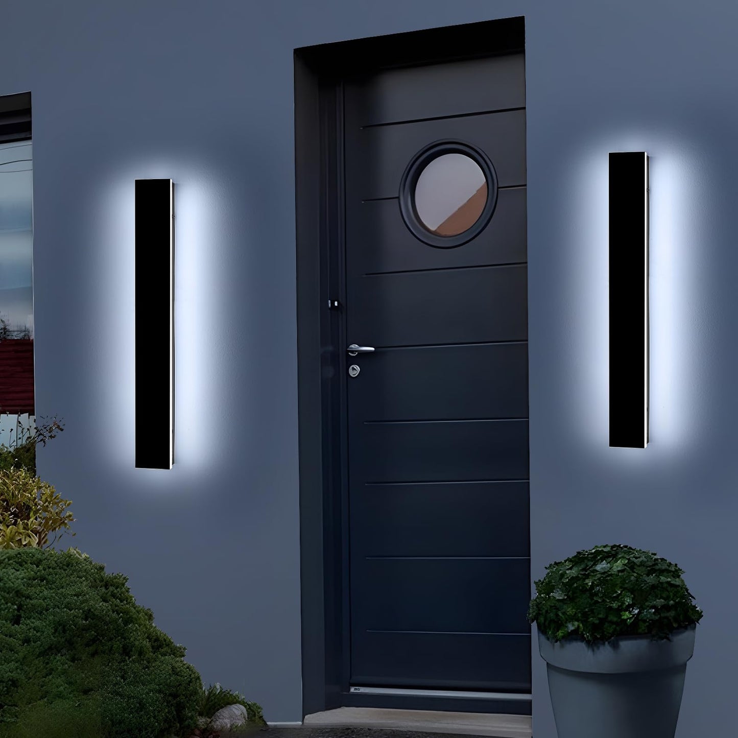 Mikeru Dimmable Outdoor Wall Sconce 23.6in IP65 Waterproof 2-Pack Black with Remote Control, Adjustable 3000K/4500K/6000K, Model