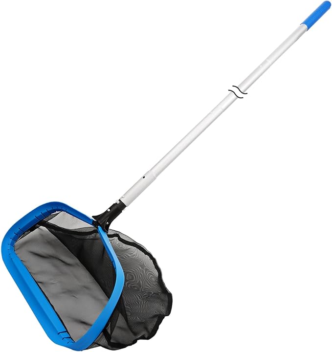 17.5'' Self-repair Pool Net with Pole 10 Ft Thick Aluminum 8 Sections Detachable Pool Poles & Nylon Fine Mesh Netting Bag ...