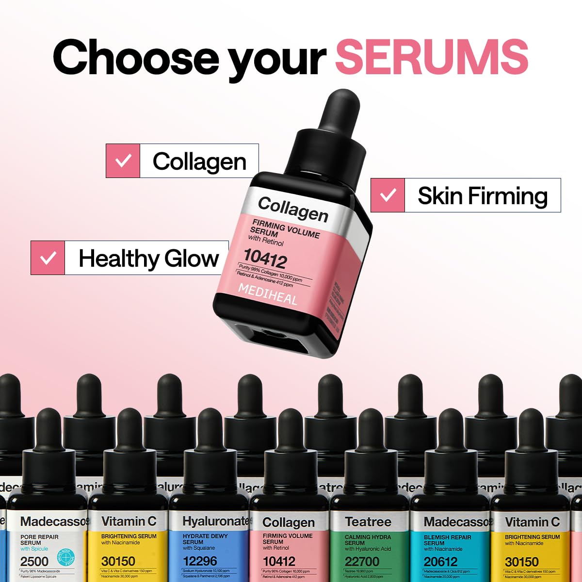 Mediheal Collagen Firming Volume Serum with Retinol 1.35 fl oz - Face Serum for Korean Glass Skin Look, Anti-Wrinkle, Pore Care