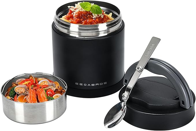 Thermo for Hot Food 33.8OZ, Vacuum Insulated Food Jar for Adults, Stainless Steel Soup Thermo Wide Mouth Leakproof Lunch Containers with Spoon for School Office