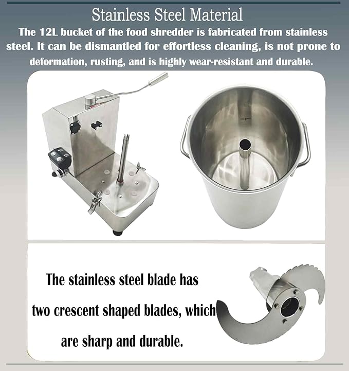 110V 9L Meat and Vegetable Blender Food Shredder, 1800W Adjustable Speed Food Chopper with Visible Transparent Window, Commercial Stainless Steel Electric Chopper