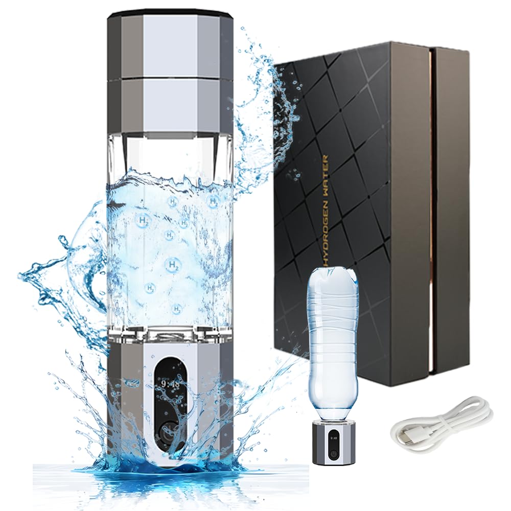 Hydrogen Water Bottle Generator - 10,000PPB/10ppm Portable Hydrogen Plastic 210ML Water Bottle Adaptor Advanced SPE/PEM Technology & 7 led Colors