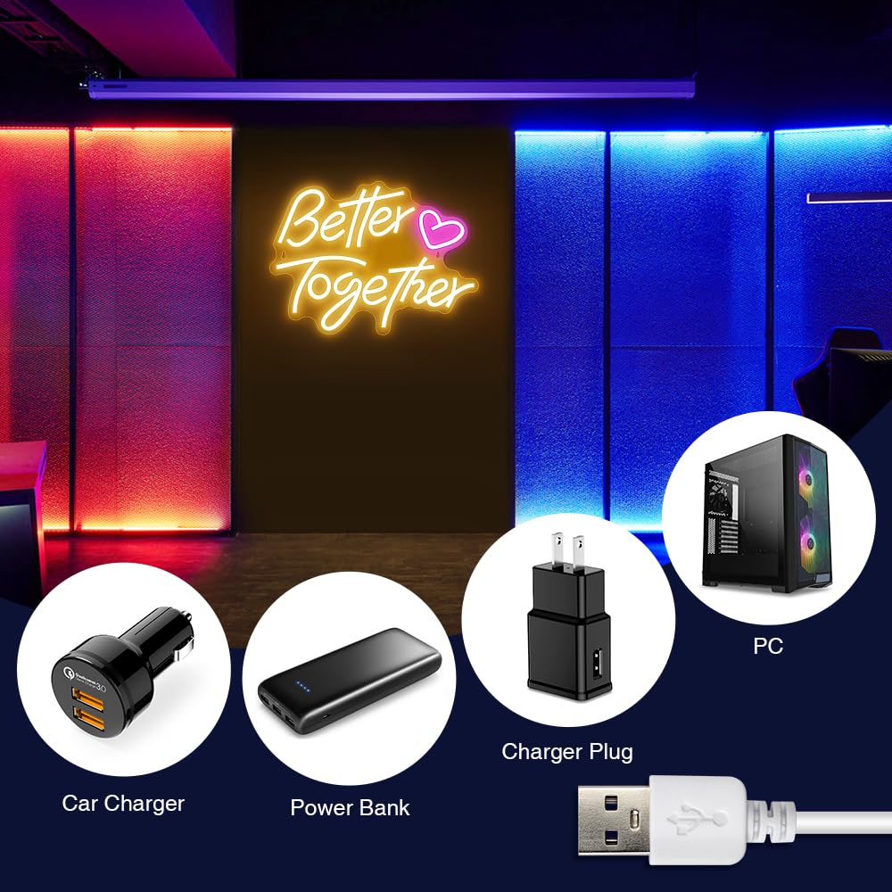 Arrinew Led Neon Sign - Better Together Warm White Acrylic Wall Decor, Model Nhd06, Usb Powered For Parties & Holidays