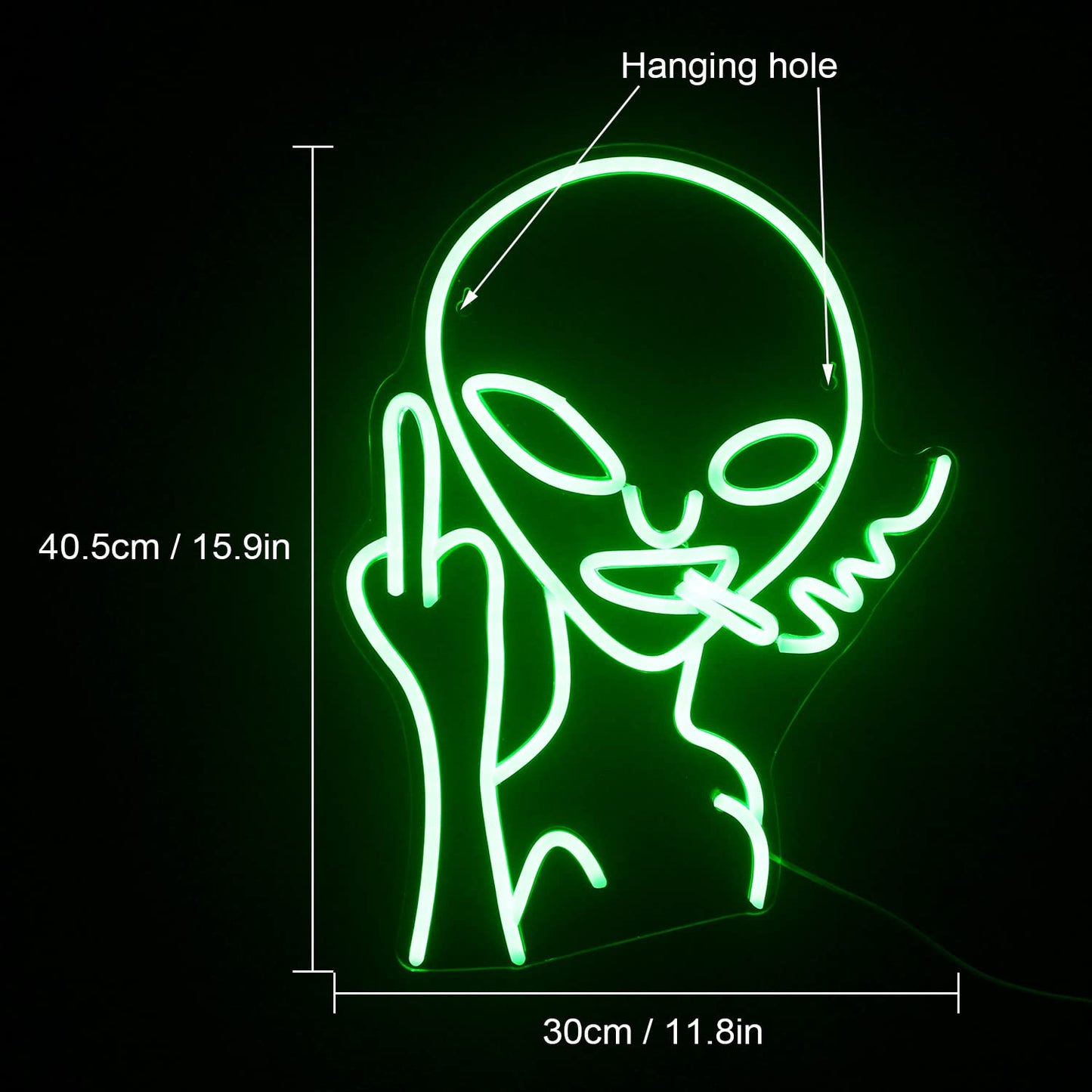 LUCUNSTAR Green Alien Neon Sign LED Wall Decor - Acrylic for Bedroom, Game Room, Pub, Hip Hop Party