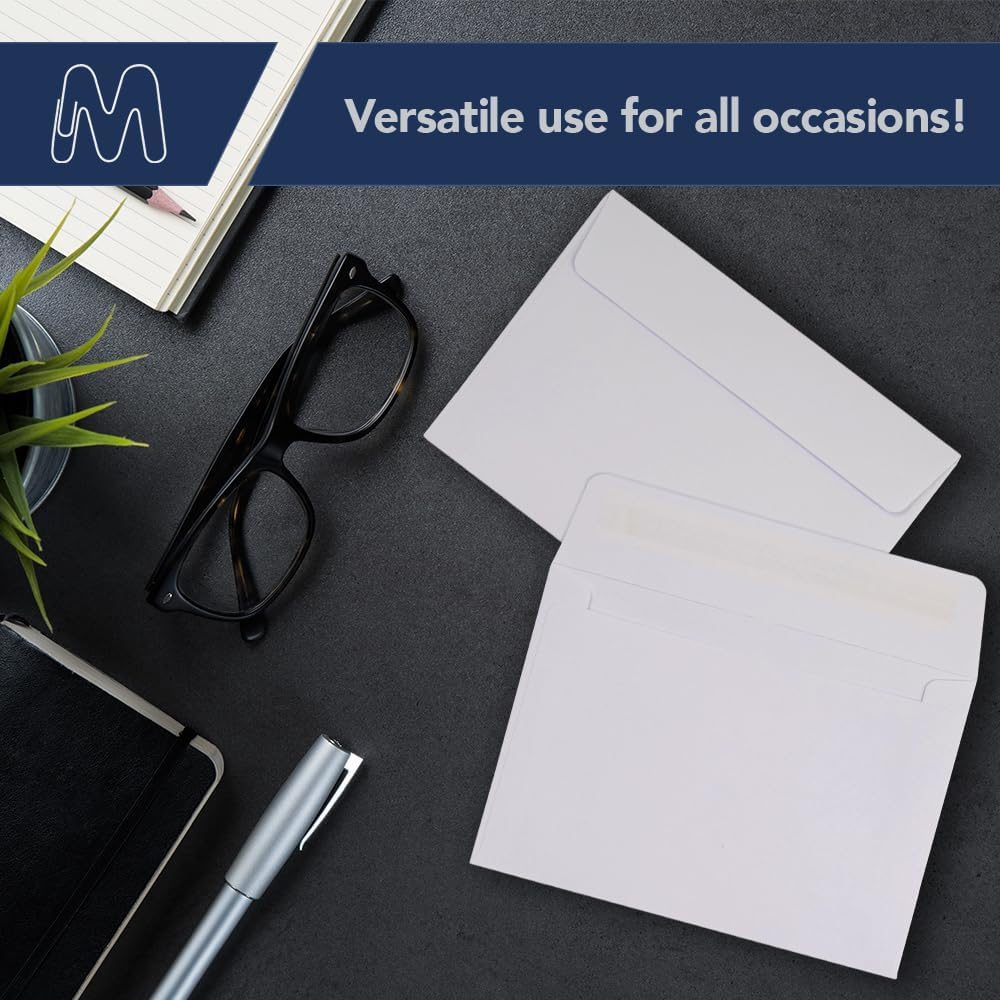 MOS A1 White Envelopes 3.6 x 5.1 Inch 500 Pack — Self-Seal Heavyweight Invitation Envelopes for RSVP, Thank You Cards, Gift Cards, Weddings, Business Mailings