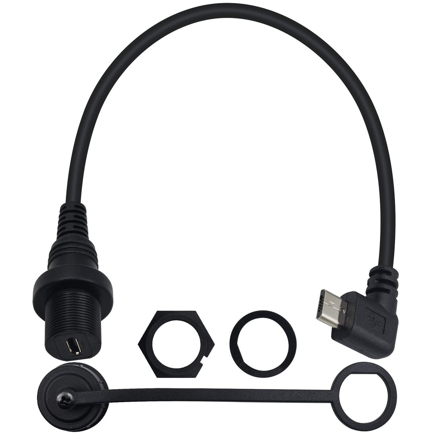 Duttek Micro Usb Panel Mount Cable, Left Angled 90 Degree Micro Usb Mount Extension Dash Flush Cable Male To Female For Car, Boa