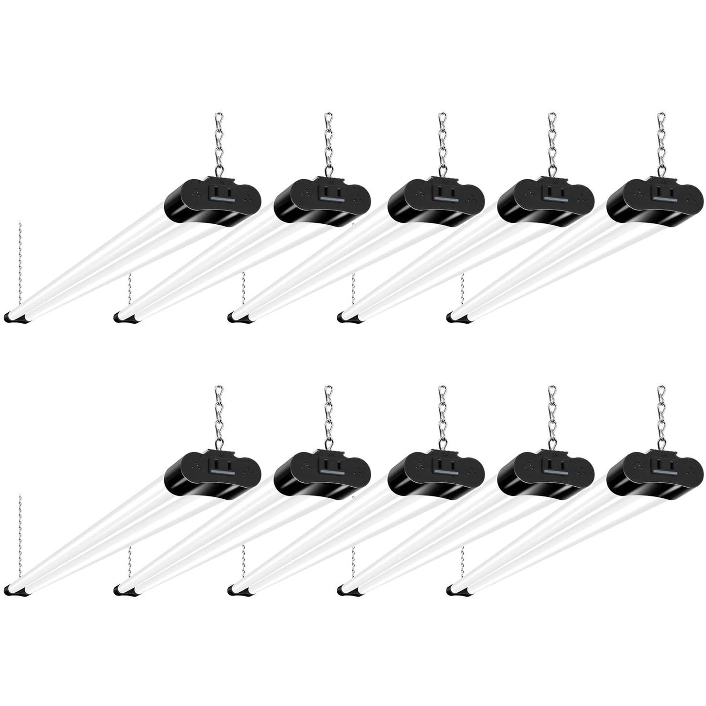 hykolity 10 Pack Linkable LED Shop Light 4FT 6500lm 60W Black HB-Q10-50