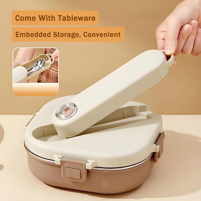 Stainless Steel Bento Box, 800ml Leakproof Lunch Box, Easy To Open And Close, Food Storage Container For Outings, Picnics, And Travels (3 Compartments)