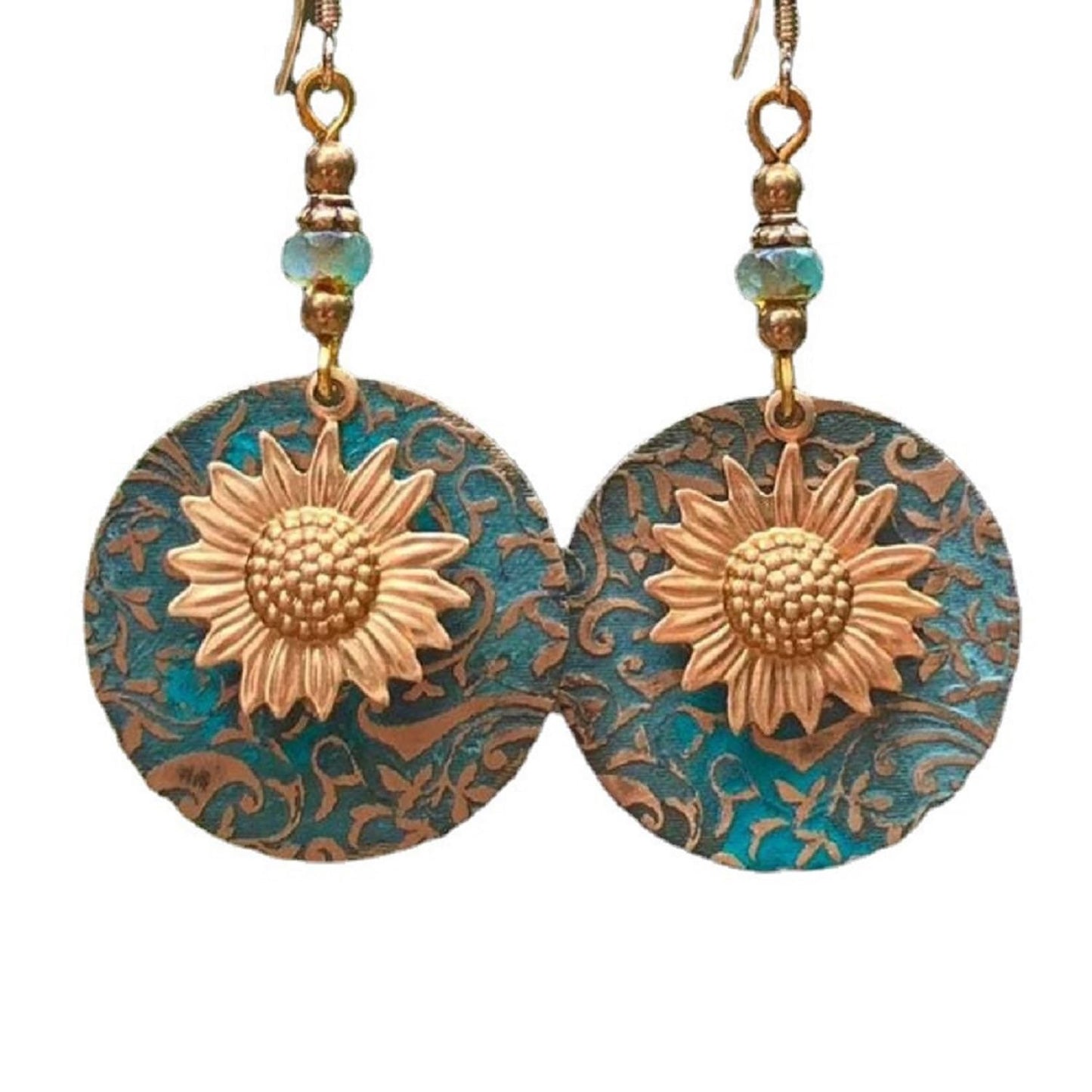 PUSOMU Bohemian Boho Sunflower Daisy Drop Earrings Retro Double Layer Dangle Charm Earrings, You are my Sunshine