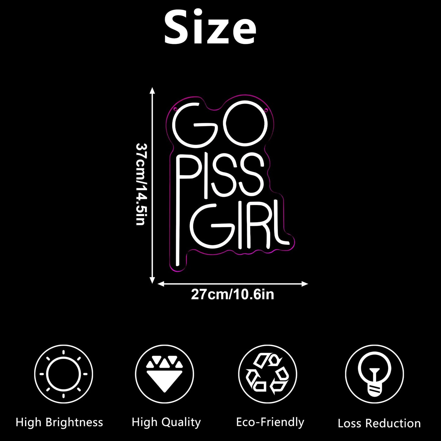 Go Piss Girl Neon Sign Funny Dimmable Led Light Up Sign Pink Aesthetic Pop Culture Wall Decor For Dorm Room  College Apartment  Bathroom  Party  Birthday Gift  Usb Powered(14.5 * 10.6In)