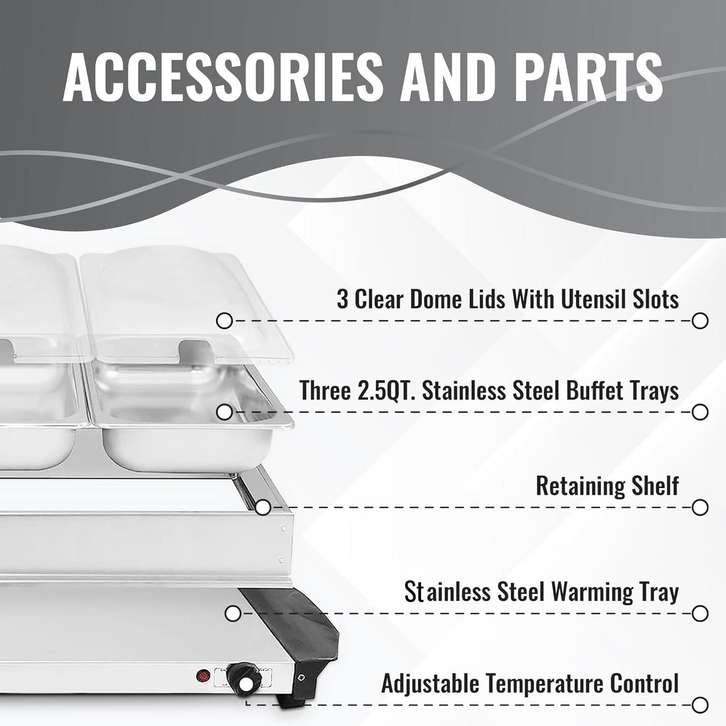 Alpha Living 3x2.5 QT Food Warmers for Parties Buffet Servers and Warmers – Premium Catering Supplies Buffet Display – Stainless Steel Electric Food Warmers with Temperature Control