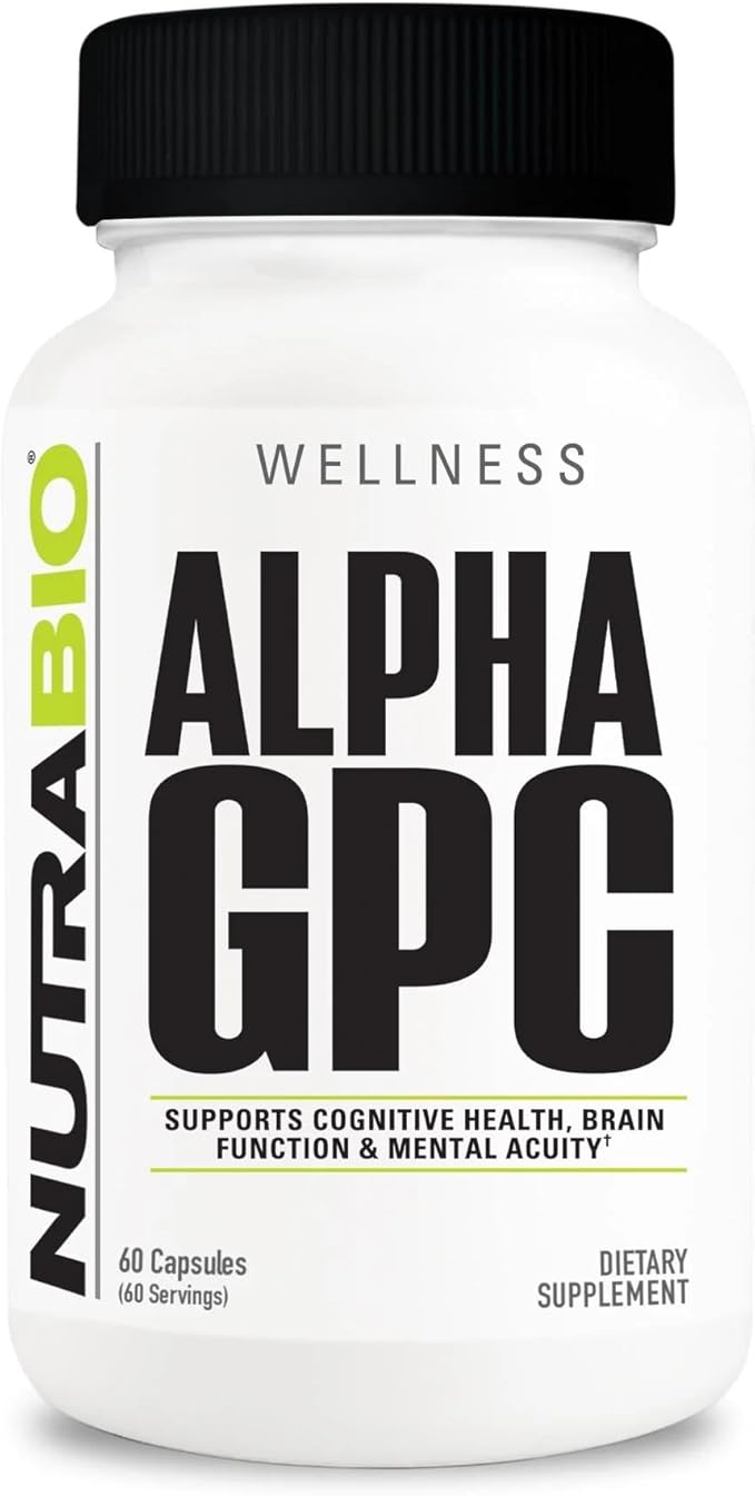 NutraBio Alpha GPC, Brain Support & Improved Memory Function, 300mg - 60 Vegetable Capsules