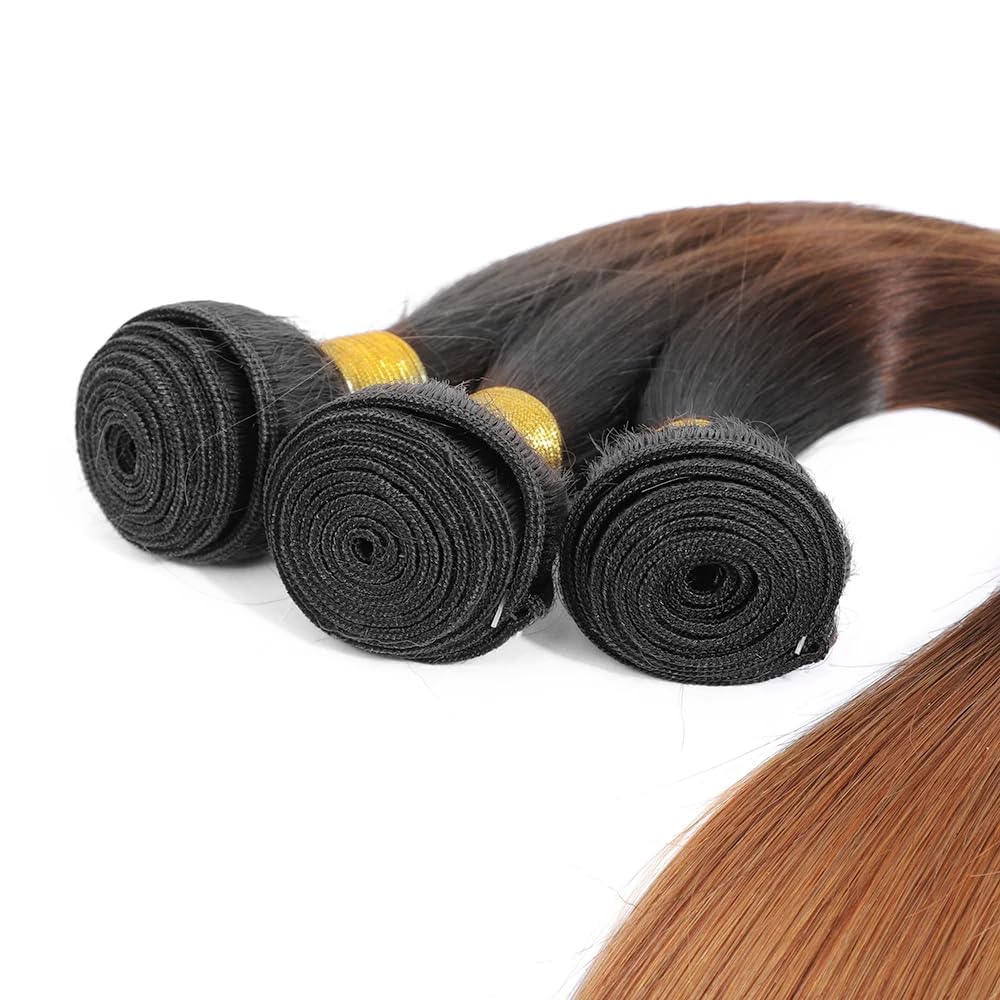 Lagalaga Bundles Human Hair 26 28 30 Inch 26 28 30 Inch Straight Wave Human Hair Bundles T1B/4/30 Omber Natural Chocolate Brown