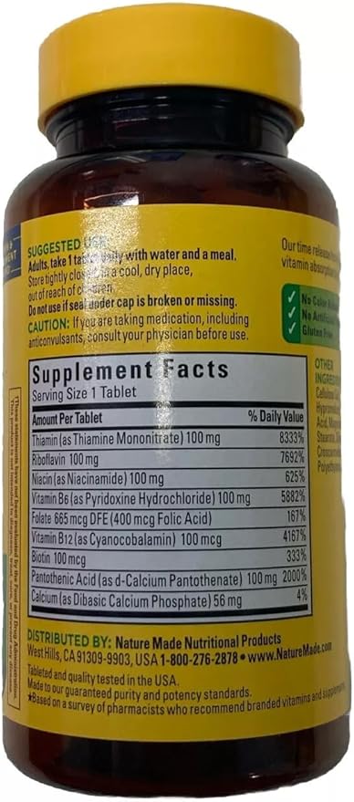 Nature Made Balanced Vitamin B-100 Complex Tablets 60 ea (Pack of 4)
