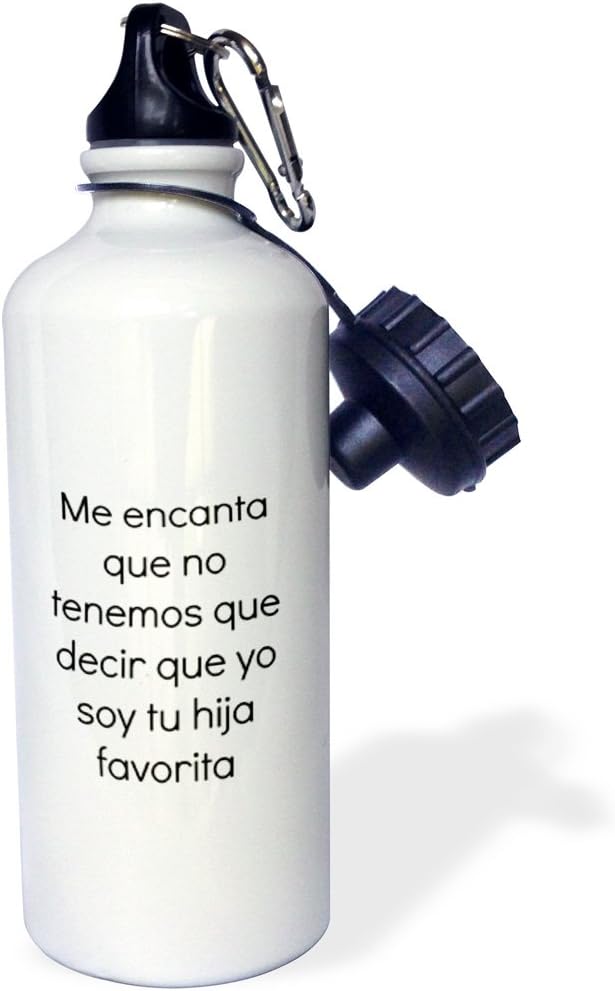 3dRose "Tu hija favorita" Sports Water Bottle, 21 oz, White